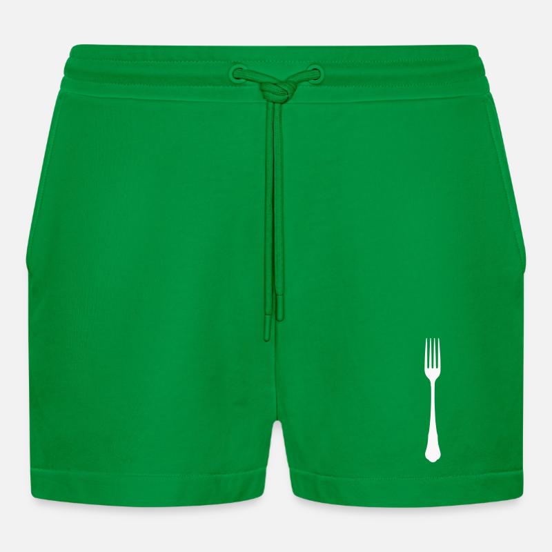 Minimalistische Gabel silhouette - Organic Relaxed Cropped Shorts Made in EU - City Green