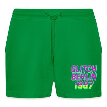 Glitch, Berlin 1987 - Organic Relaxed Cropped Shorts Made in EU - City Green - Front