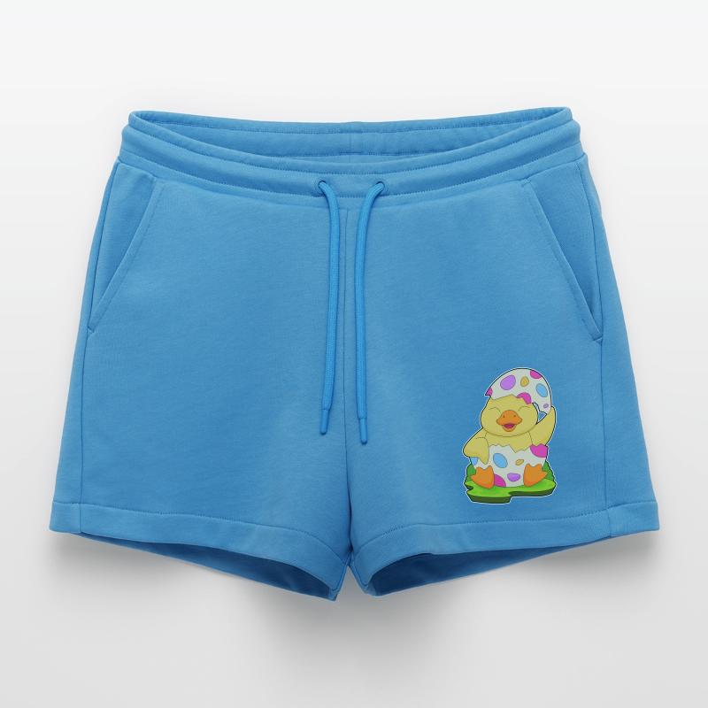 Duck Easter Easter Egg Organic Relaxed Cropped Shorts Made in EU
