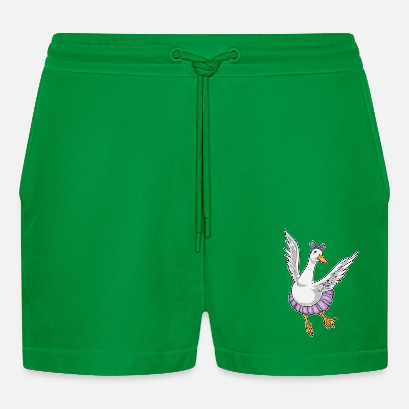 Duck Ballerina Ballet Dance - Organic Relaxed Cropped Shorts Made in EU - City Green