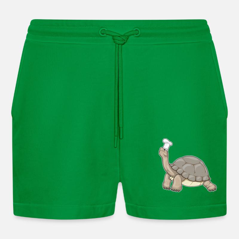 Turtle Chef Chef Hat - Organic Relaxed Cropped Shorts Made in EU - City Green