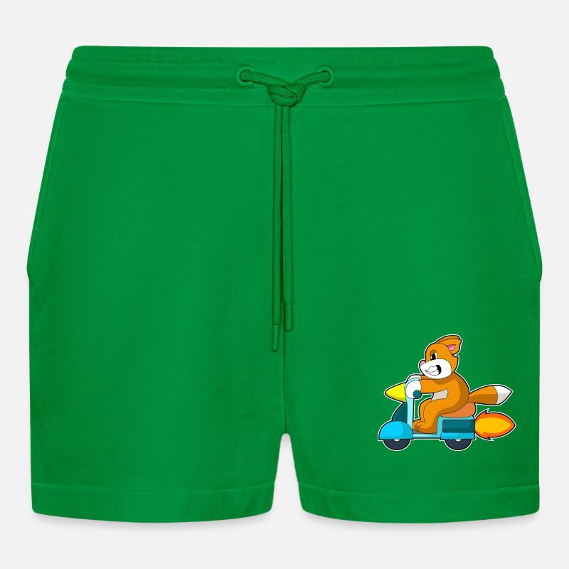 Katze Motorroller - Organic Relaxed Cropped Shorts Made in EU - City Green