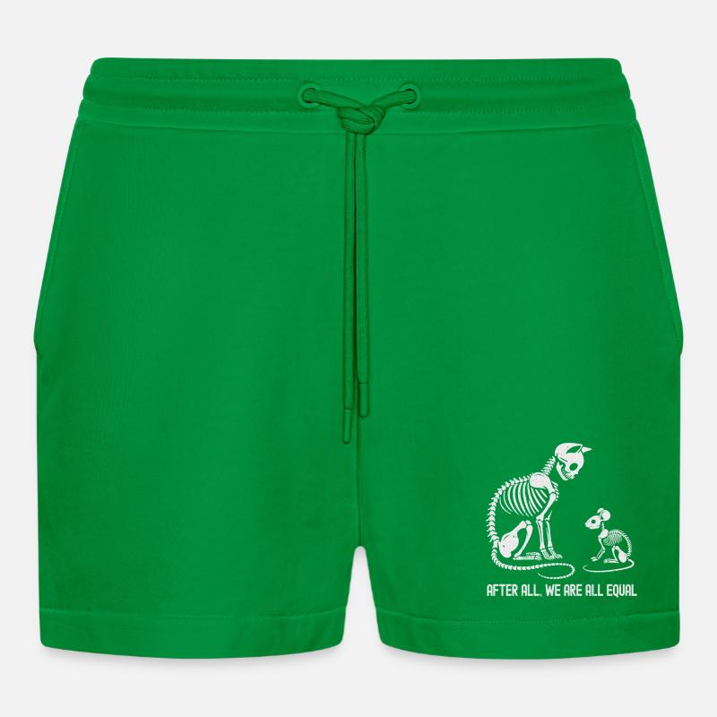 Evolving Animal Skeleton Dance Design - Organic Relaxed Cropped Shorts Made in EU - City Green