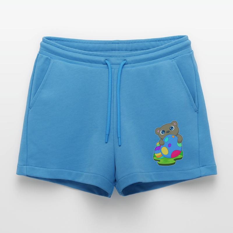 Bear Easter Easter Eggs Organic Relaxed Cropped Shorts Made in EU