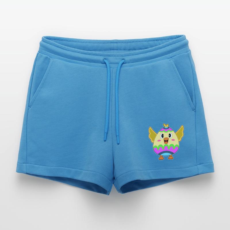 Chicken Easter Easter Egg Organic Relaxed Cropped Shorts Made in EU