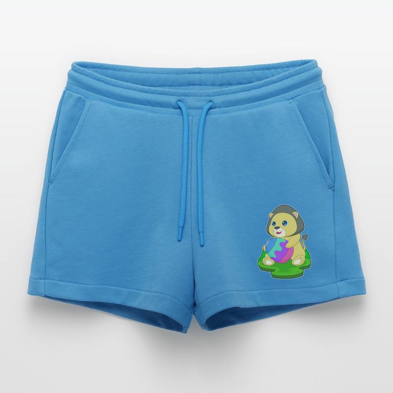 Lion Easter Easter Egg Organic Relaxed Cropped Shorts Made in EU