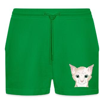 Cat white beige - Organic Relaxed Cropped Shorts Made in EU - City Green - Front