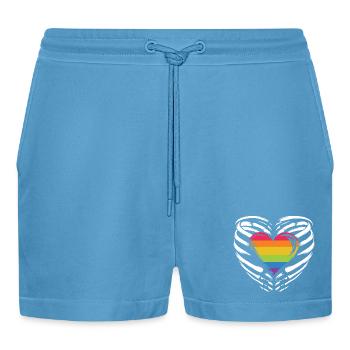 LGBTQ Pride Monat - Regenbogenherz - Organic Relaxed Cropped Shorts Made in EU -  Sol Blue - Vorne