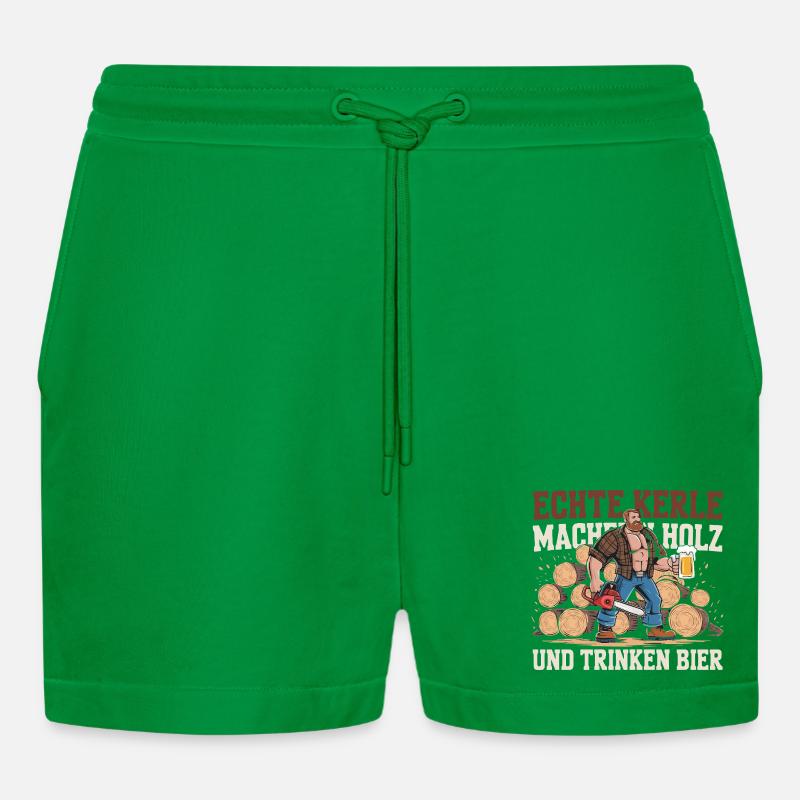 Echte Kerle Holz und Bier Kraft - Organic Relaxed Cropped Shorts Made in EU - City Green