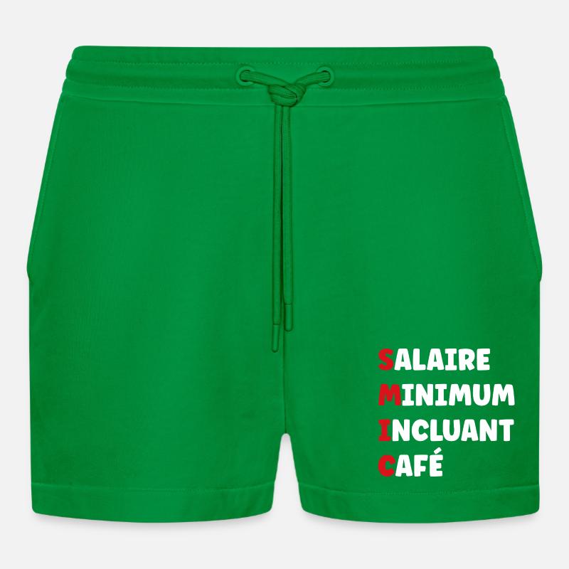 Minimum Wage Including Coffee SMIC - Organic Relaxed Cropped Shorts Made in EU - City Green