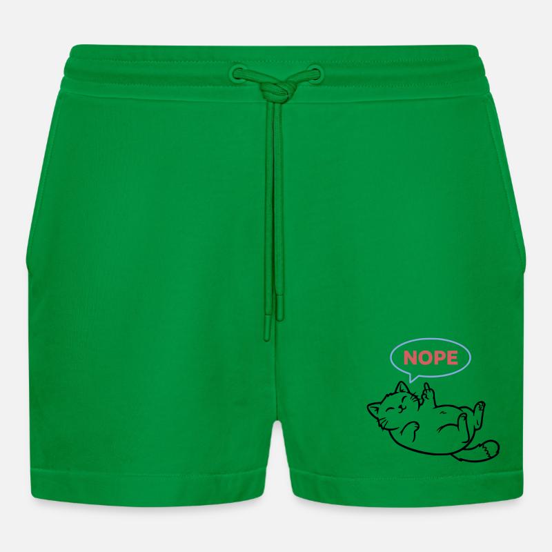 Lachende Katze Nope Mittelfinger - Organic Relaxed Cropped Shorts Made in EU - City Green