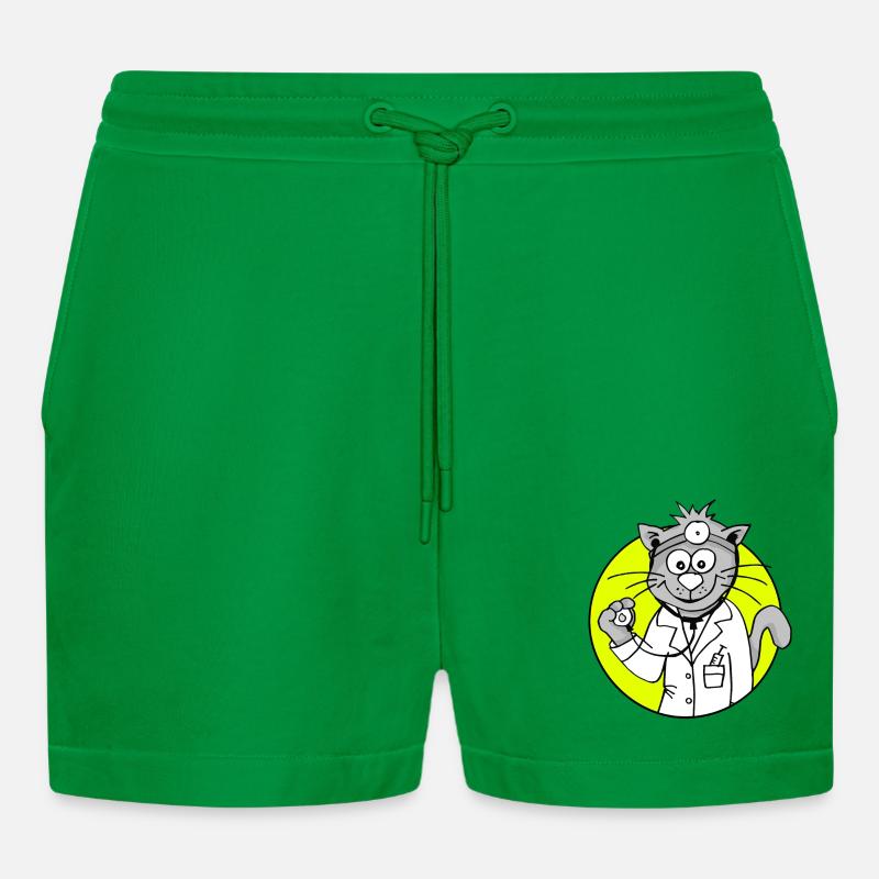 Retro Arzt-Katze - Beruf Arzt - Organic Relaxed Cropped Shorts Made in EU - City Green