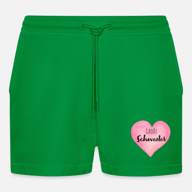 Große Schwester Herz - Organic Relaxed Cropped Shorts Made in EU - City Green