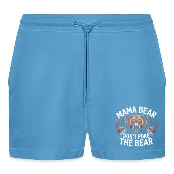 Fierce Mama Bear Warning Art Mothers Day Gift - Organic Relaxed Cropped Shorts Made in EU -  Sol Blue - Vorne