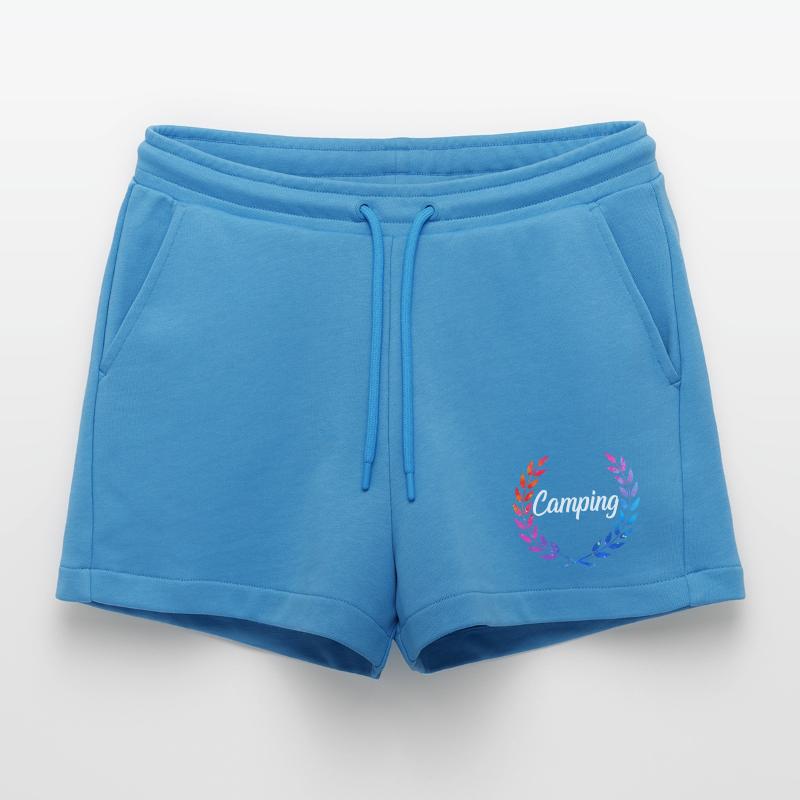 Camping Farblaurel Script Organic Relaxed Cropped Shorts Made in EU