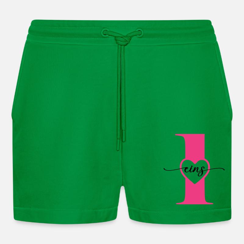 Cifra Uno 1 con Cuore - Pantaloncini corti ecologici casual Made in UE - City Green