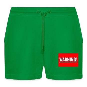 Warnung Flexibles Stickdesign - Organic Relaxed Cropped Shorts Made in EU - City Green - Vorne