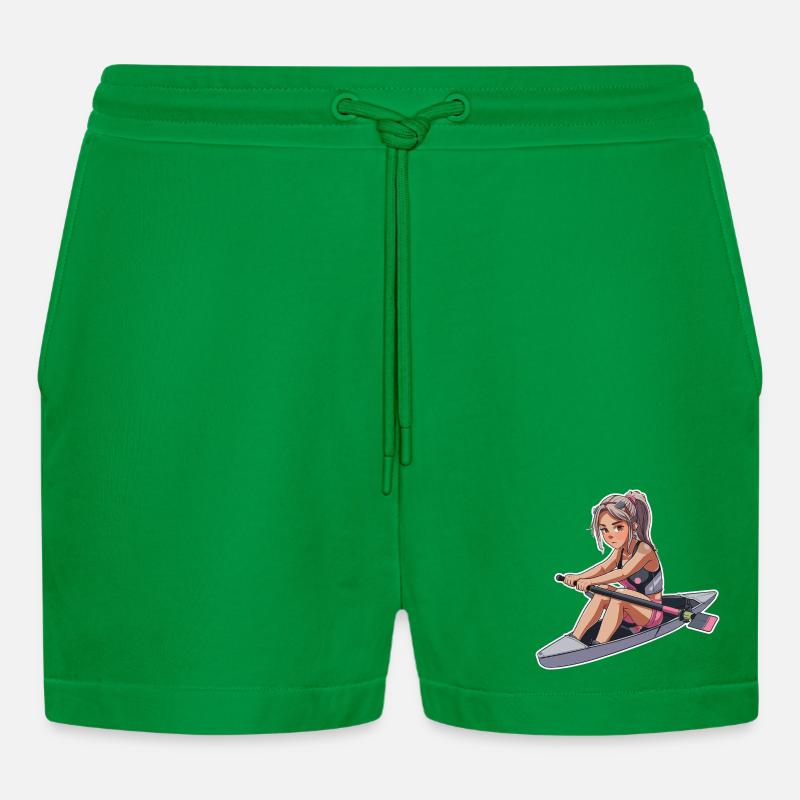 Ruderer Mädchen Grafik - Organic Relaxed Cropped Shorts Made in EU - City Green