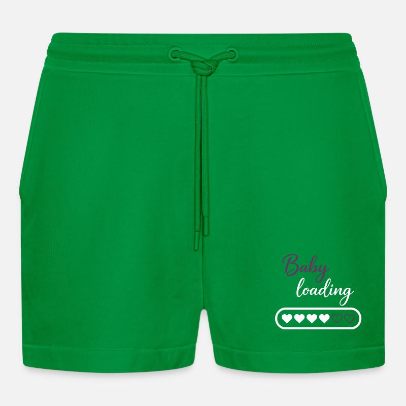 Baby Loading Herzprogress - Organic Relaxed Cropped Shorts Made in EU - City Green
