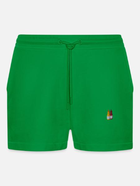 Ketchup and mustard embroidered - Organic Relaxed Cropped Shorts Made in EU - City Green