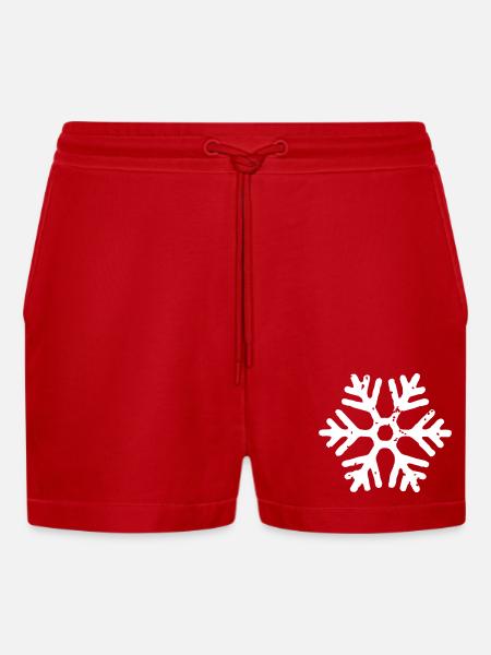 snowflake - Organic Relaxed Cropped Shorts Made in EU - red