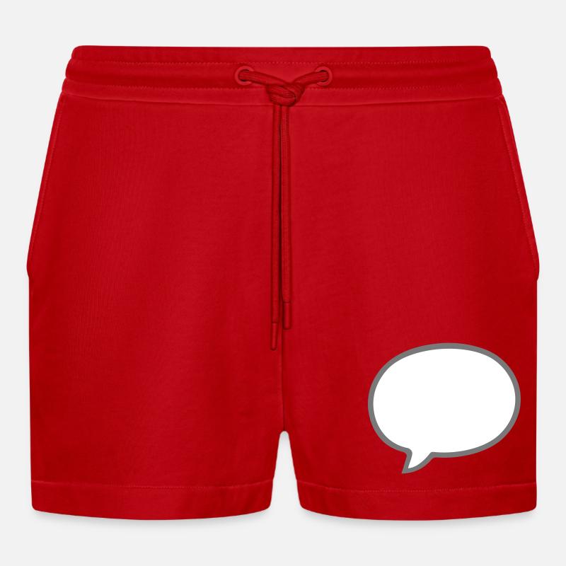 Comic Design Sprechblase - Organic Relaxed Cropped Shorts Made in EU - Rot
