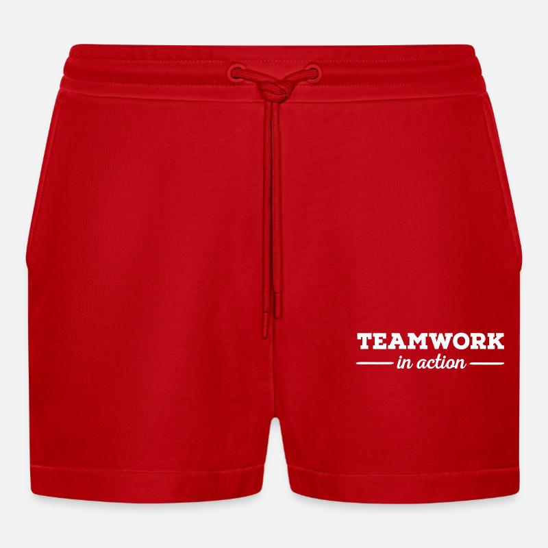 Teamwork - Organic Relaxed Cropped Shorts Made in EU - Rot