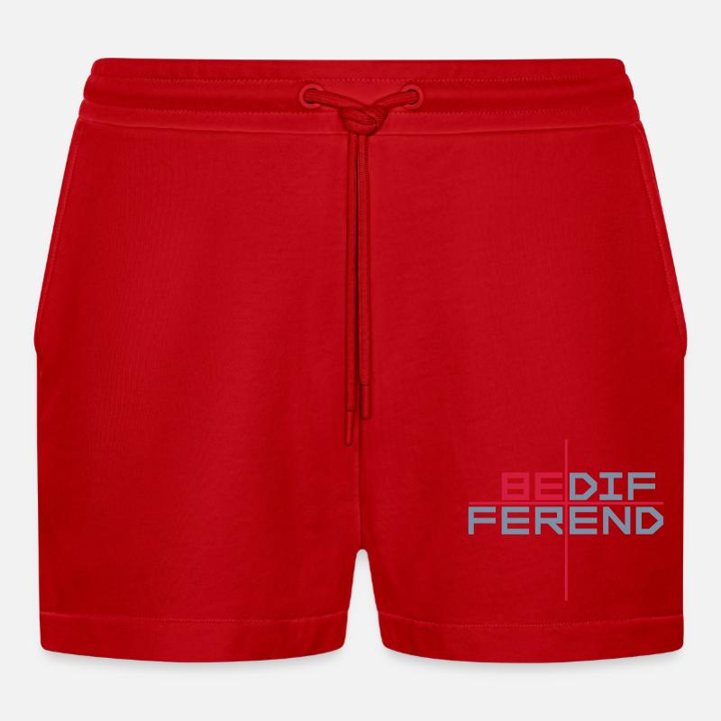 Be different Logo Design - Organic Relaxed Cropped Shorts Made in EU - red