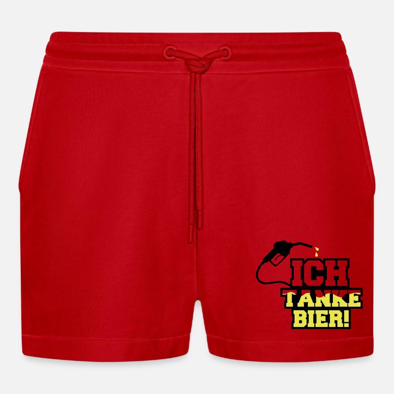 ich tanke bier 01 - Organic Relaxed Cropped Shorts Made in EU - Rot