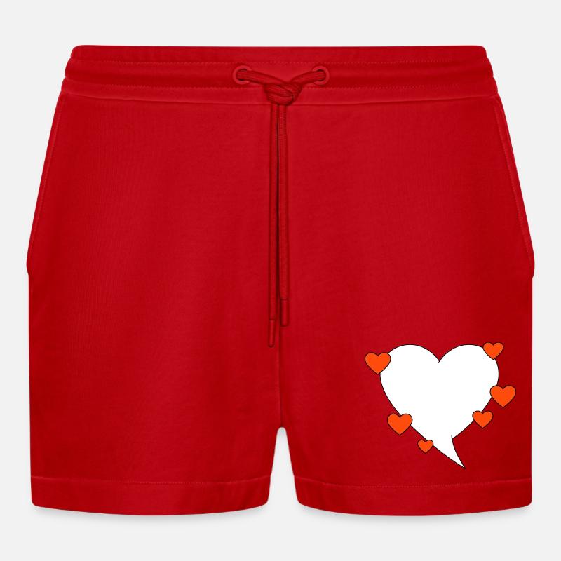 Sprechblase mit Herzen - Organic Relaxed Cropped Shorts Made in EU - Rot