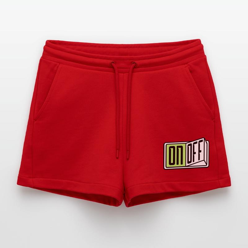 on off schalter taste button einschalten ausschalt Organic Relaxed Cropped Shorts Made in EU