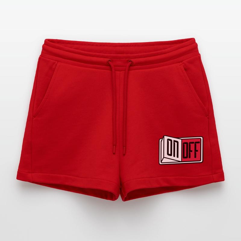 off on schalter taste button einschalten ausschalt Organic Relaxed Cropped Shorts Made in EU