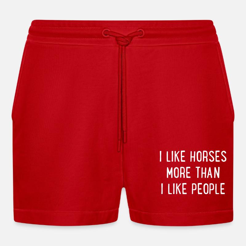 Chevaux - Short bio décontracté court fabriqué en UE - rouge