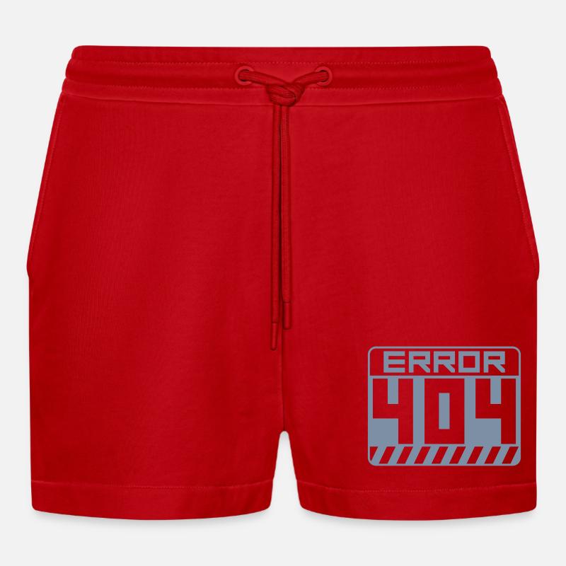 Warnung Schild Error 404 - Organic Relaxed Cropped Shorts Made in EU - Rot