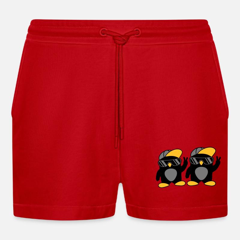 2 Freunde coole Pinguine - Organic Relaxed Cropped Shorts Made in EU - Rot