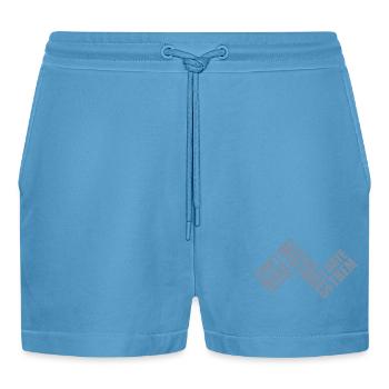 Date Mistakes Quote Logo - Organic Relaxed Cropped Shorts Made in EU -  Sol Blue - Front