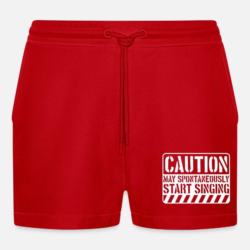may spontaneously start singing - Organic Relaxed Cropped Shorts Made in EU - red