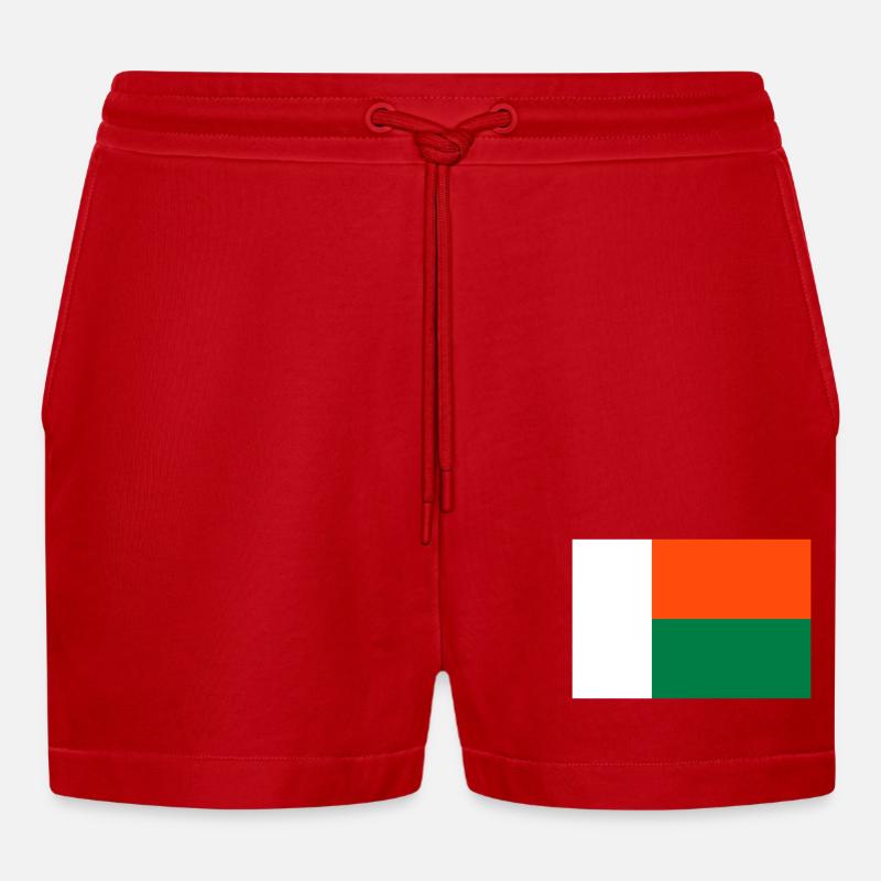 Drapeau Madagascar - Short bio décontracté court fabriqué en UE - rouge