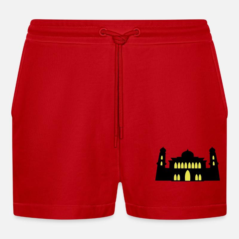 moschee silhouette - Organic Relaxed Cropped Shorts Made in EU - Rot