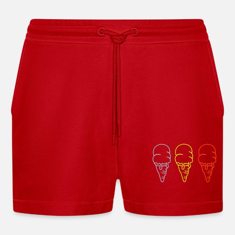 eis eiscreme 3 - Organic Relaxed Cropped Shorts Made in EU - Rot