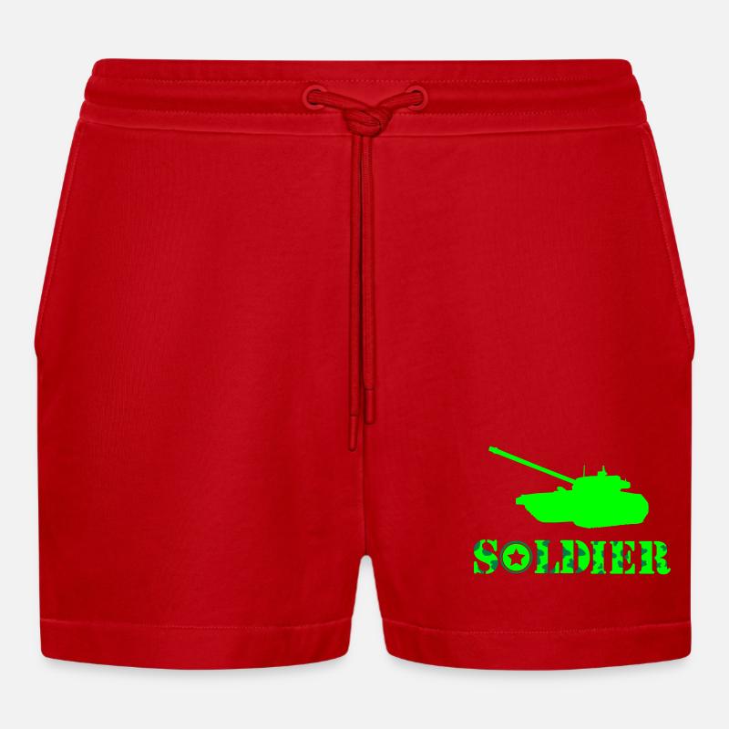 panzer soldat - Organic Relaxed Cropped Shorts Made in EU - Rot