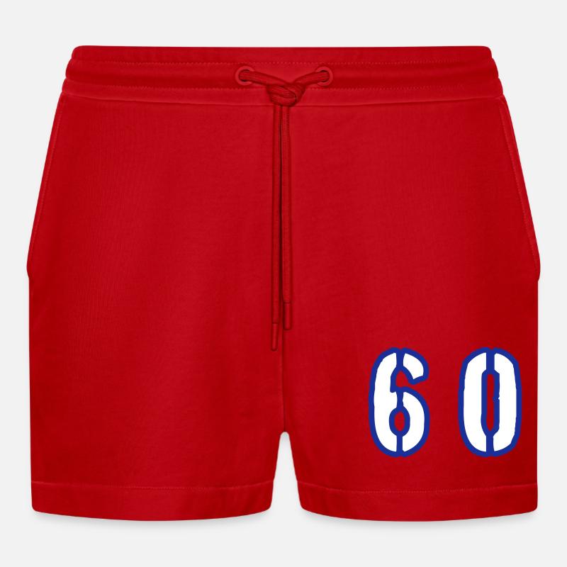60 Symbole numérique - Short bio décontracté court fabriqué en UE - rouge