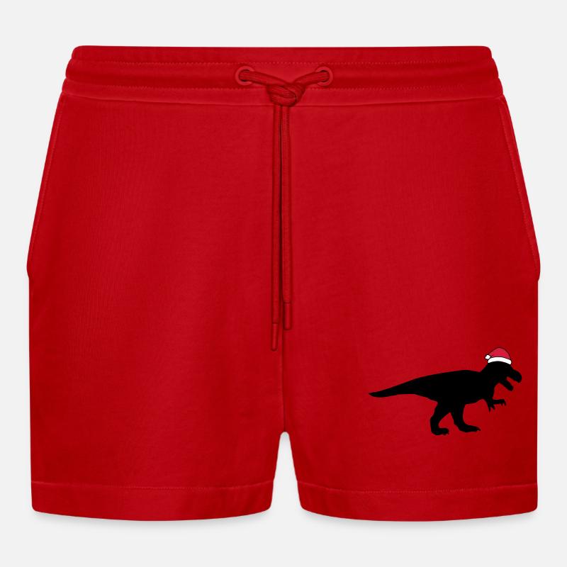 T-Rex Père Noël - Short bio décontracté court fabriqué en UE - rouge