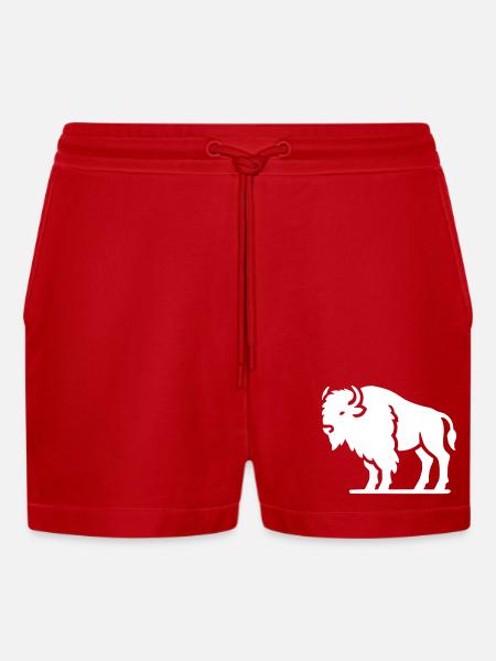 Bison Animal - Organic Relaxed Cropped Shorts Made in EU - red