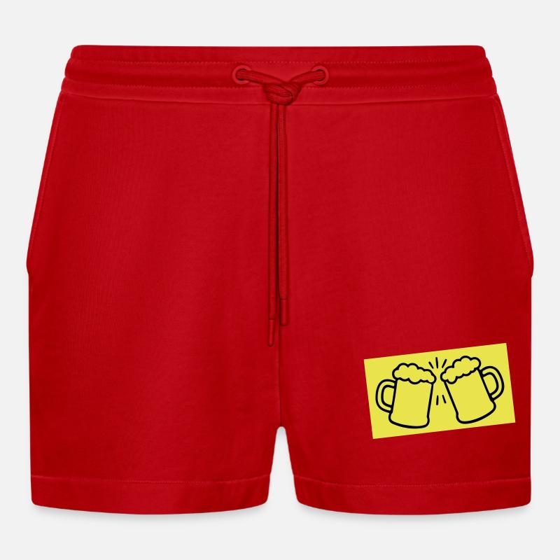 Bierglas Bier Symbol - Organic Relaxed Cropped Shorts Made in EU - Rot