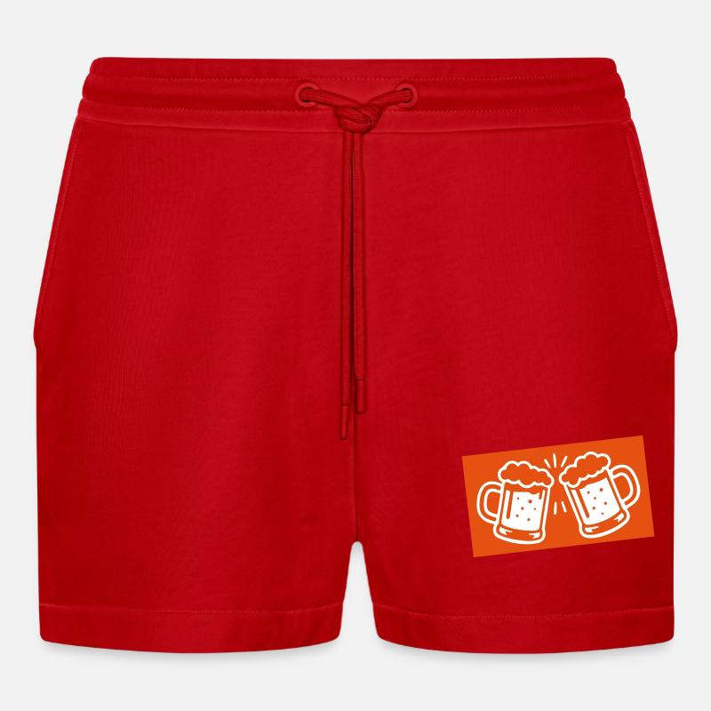 Bierglas Bier Symbol - Organic Relaxed Cropped Shorts Made in EU - Rot