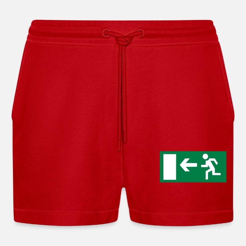 emergency exit - Organic Relaxed Cropped Shorts Made in EU - red