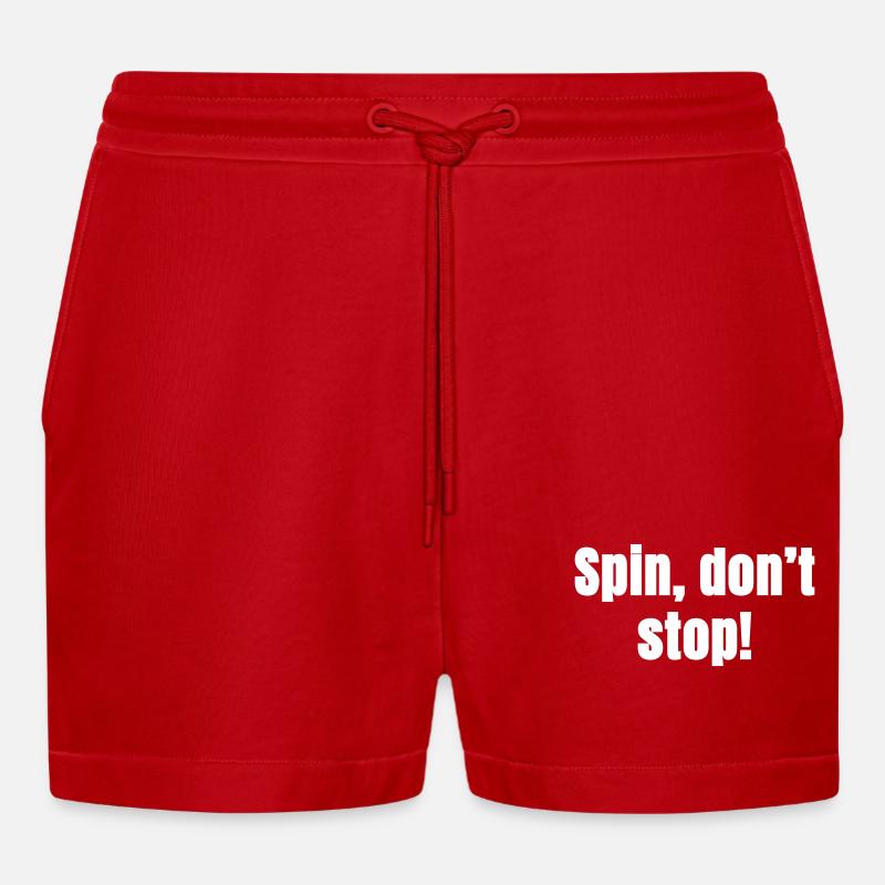 Spin do not stop! - Organic Relaxed Cropped Shorts Made in EU - red