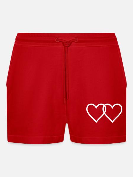 Herzen Liebe Symbol - Organic Relaxed Cropped Shorts Made in EU - Rot