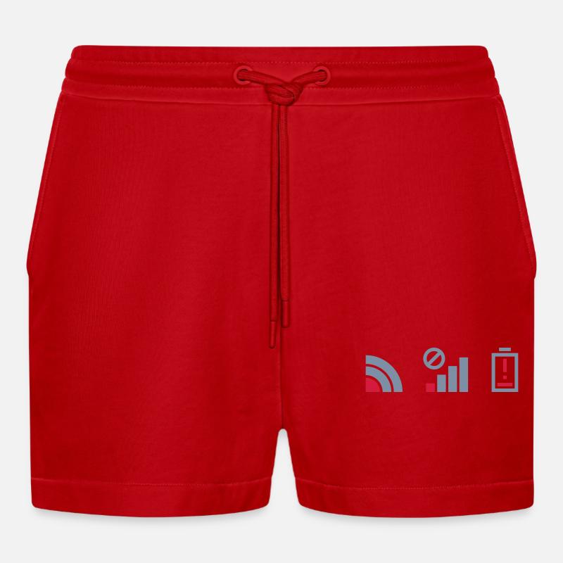 Cellular no connection battery - Organic Relaxed Cropped Shorts Made in EU - red